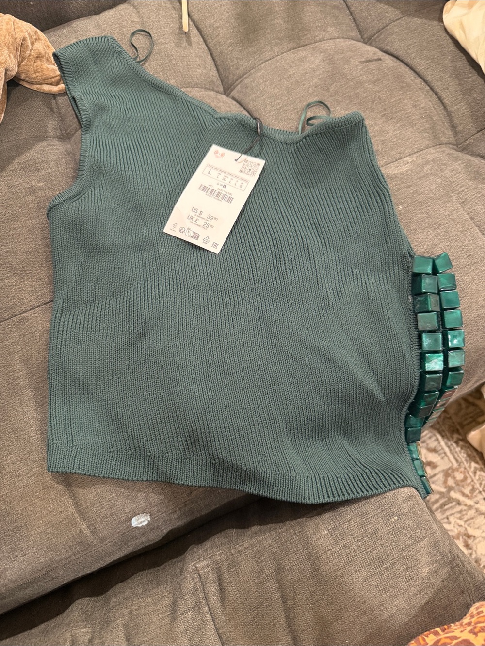 Zara Teal Knit Sleeveless Tank Top